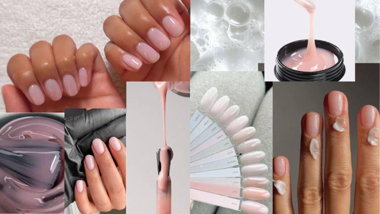 Natural-looking pink nails with a glossy BIAB builder gel manicure